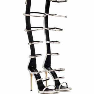 Giuseppe Zanotti Metallic Silver Gladiator Heels